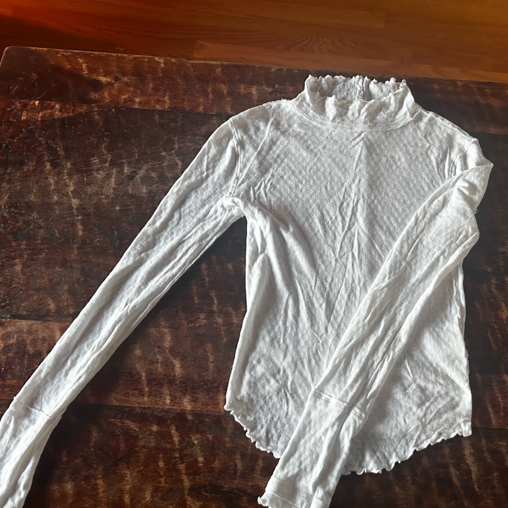 We The Free White Textured Long Sleeve Blouse